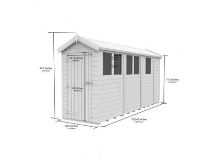4 x 13 Apex Shed (Single Door, With Windows) - view 3