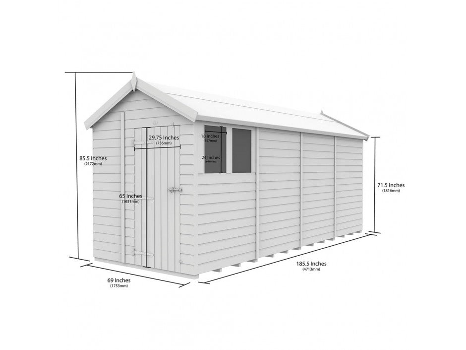 6 x 16 Apex Shed (Double Door, With Windows) - view 6