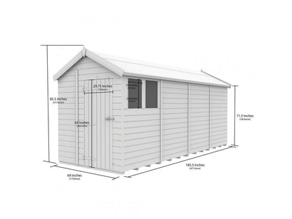 6 x 16 Apex Shed (Double Door, With Windows) - view 6