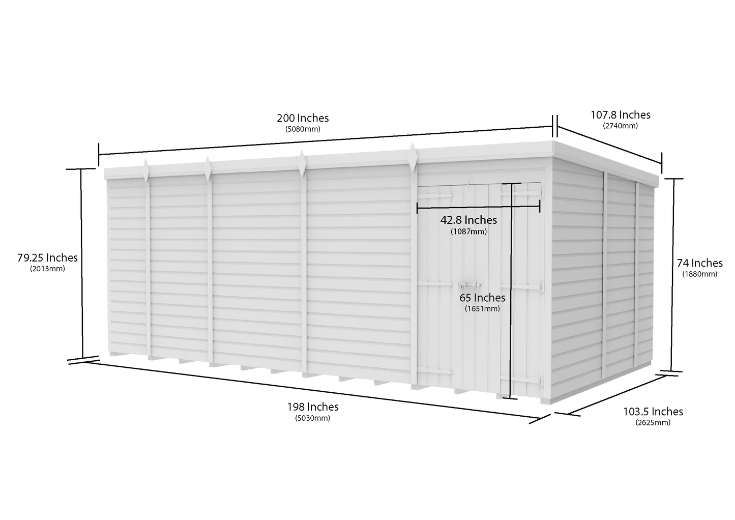 17 x 9 Pent Shed (Double Door, No Windows) - view 6