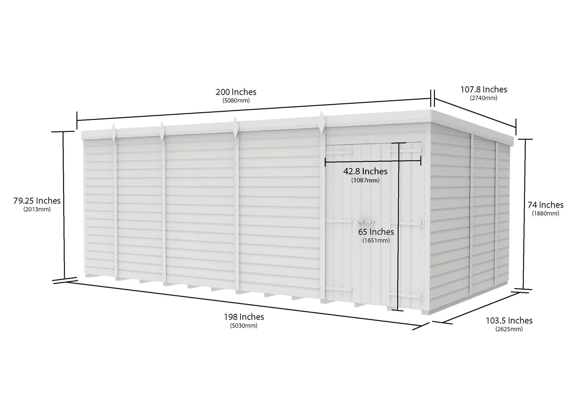 17 x 9 Pent Shed (Double Door, No Windows) - view 6