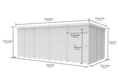 17 x 9 Pent Shed (Double Door, No Windows) - view 6