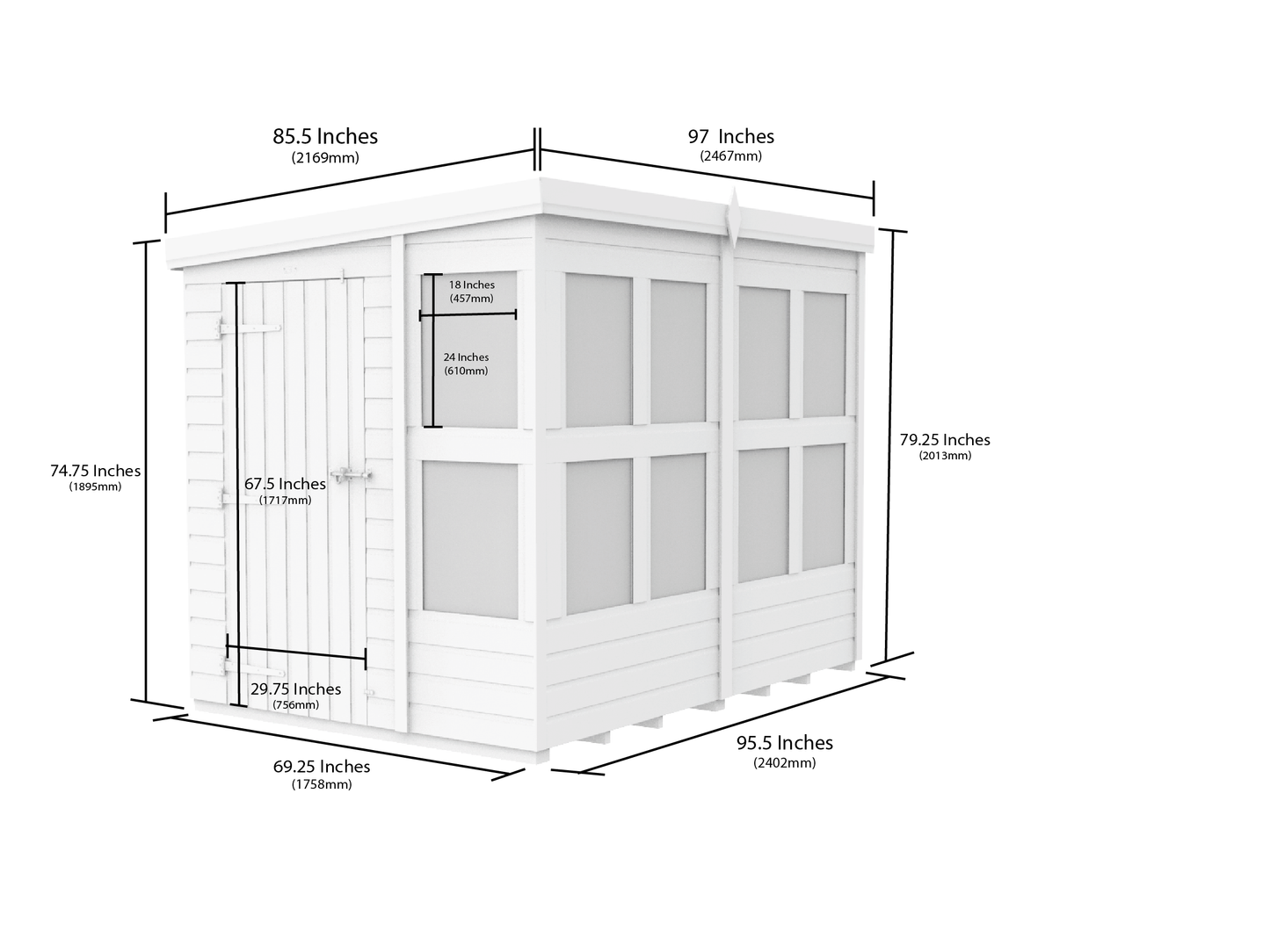 6 x 8 Pent Potting Shed - view 3