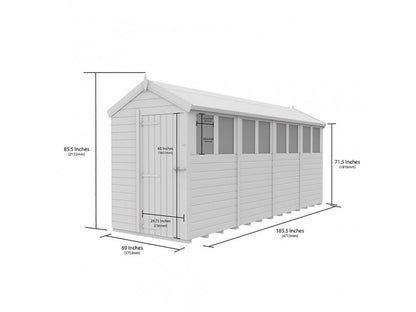 5 x 16 Apex Shed (Single Door, No Windows) - view 3
