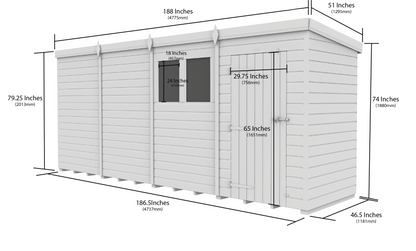 16 x 4 Security Pent Shed - view 3