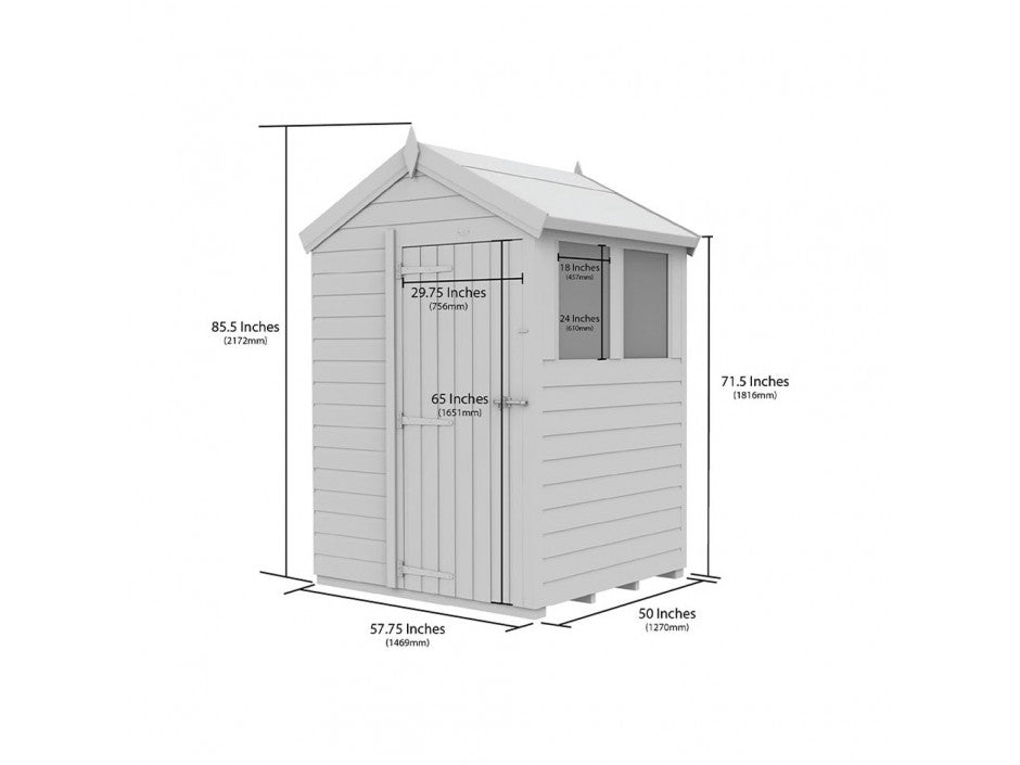 5 x 4 Apex Shed (Single Door, With Windows) - view 4