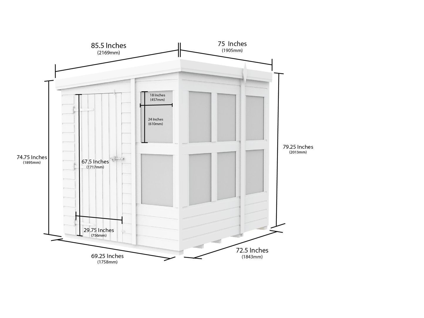 6 x 6 Pent Potting Shed - view 3