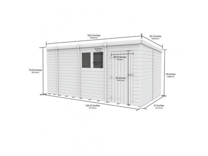 14 x 8 Pent Shed (Double Door, No Windows) - view 3