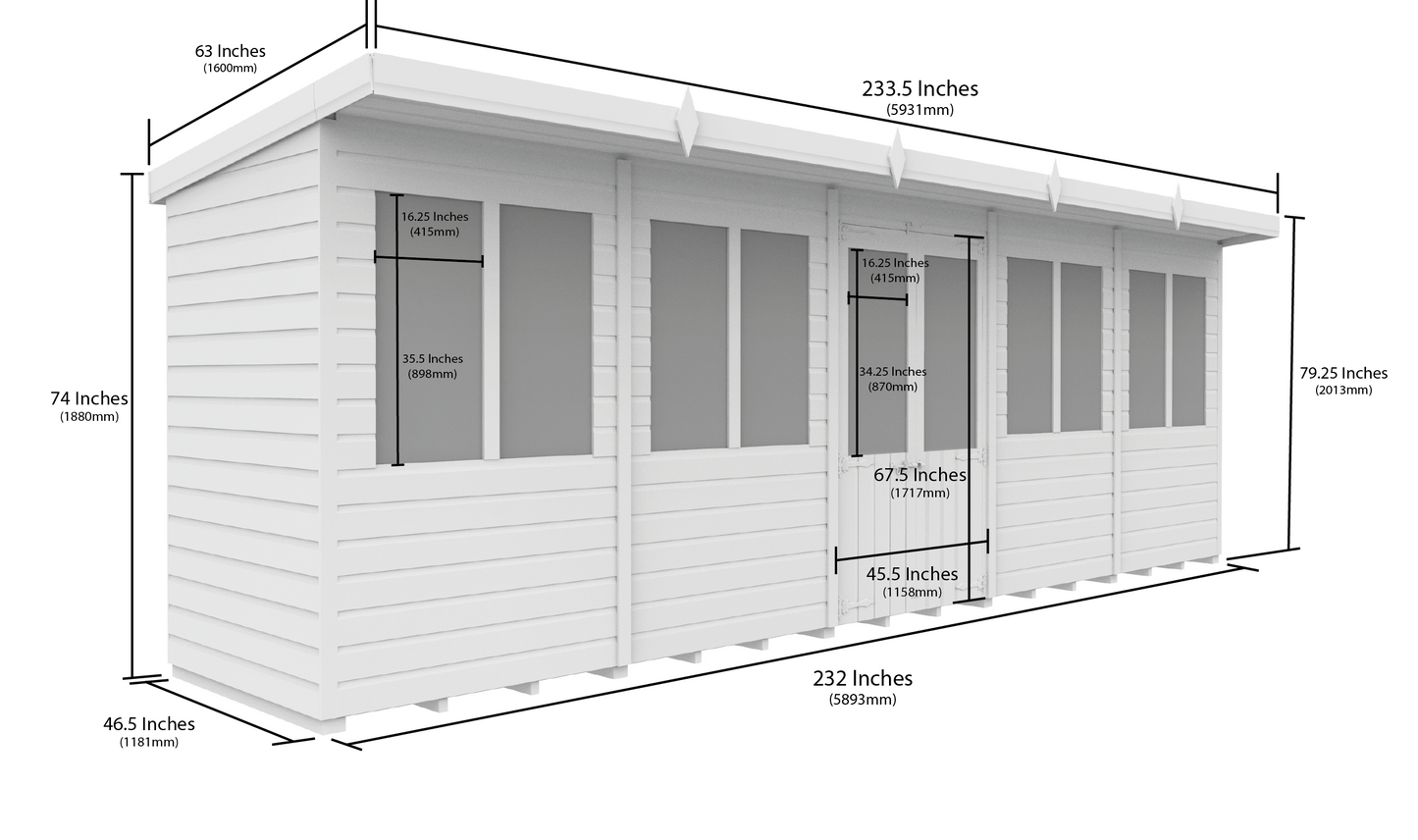 20 x 4 Pent Summer House - view 4