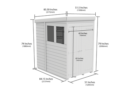 4 x 7 Pent Shed (Double Door, With Windows) - view 3