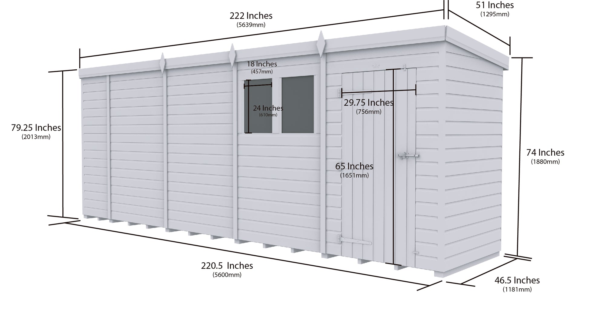 19 x 4 Security Pent Shed - view 2