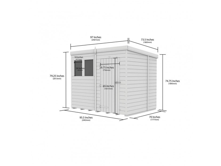 6 x 8 Pent Shed (Single Door, No Windows) - view 2