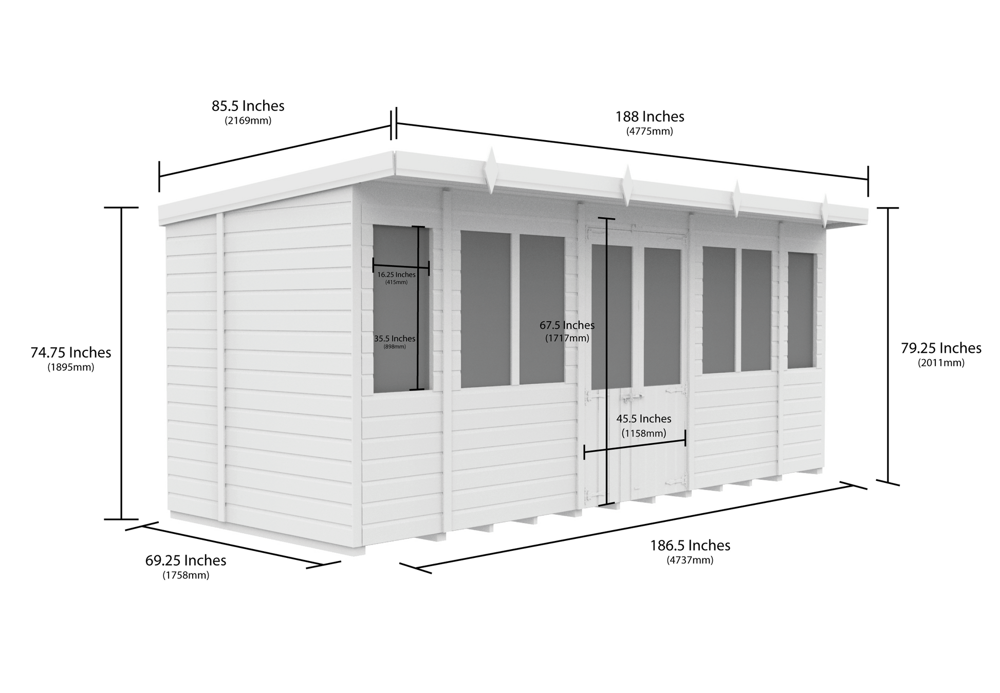 16 x 6 Pent Summer House - view 4