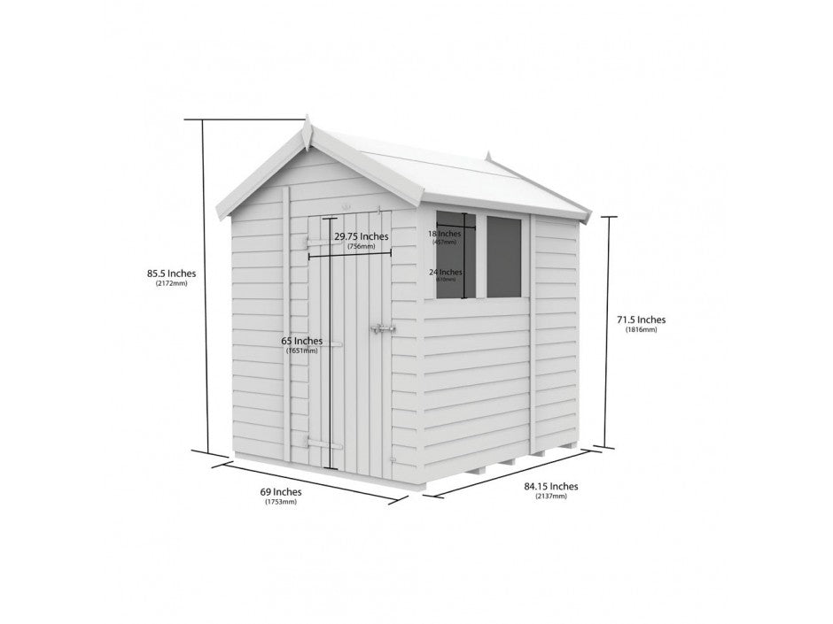 6 x 7 Apex Shed (Double Door, No Windows) - view 3