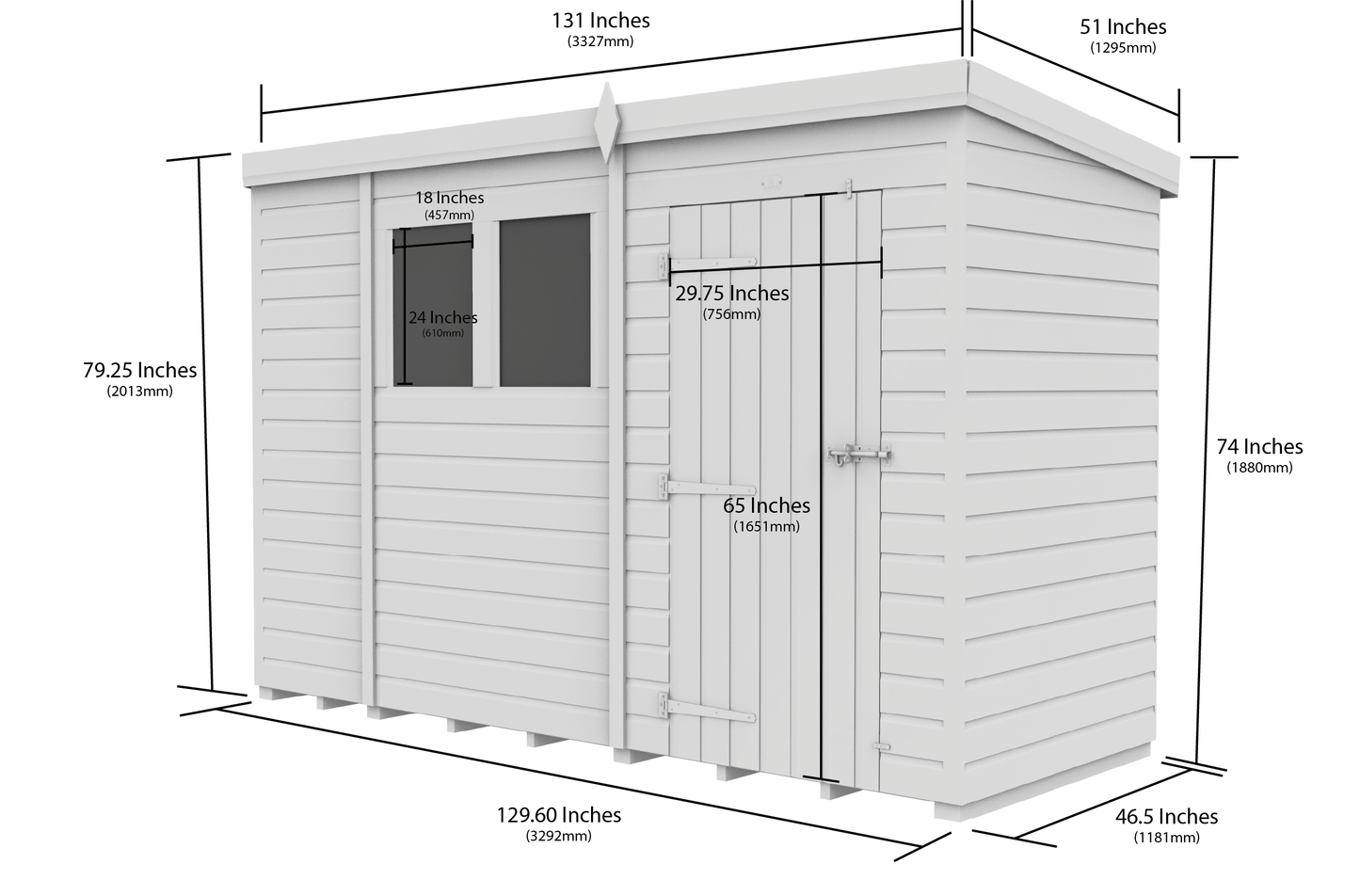 11 x 4 Security Pent Shed - view 3