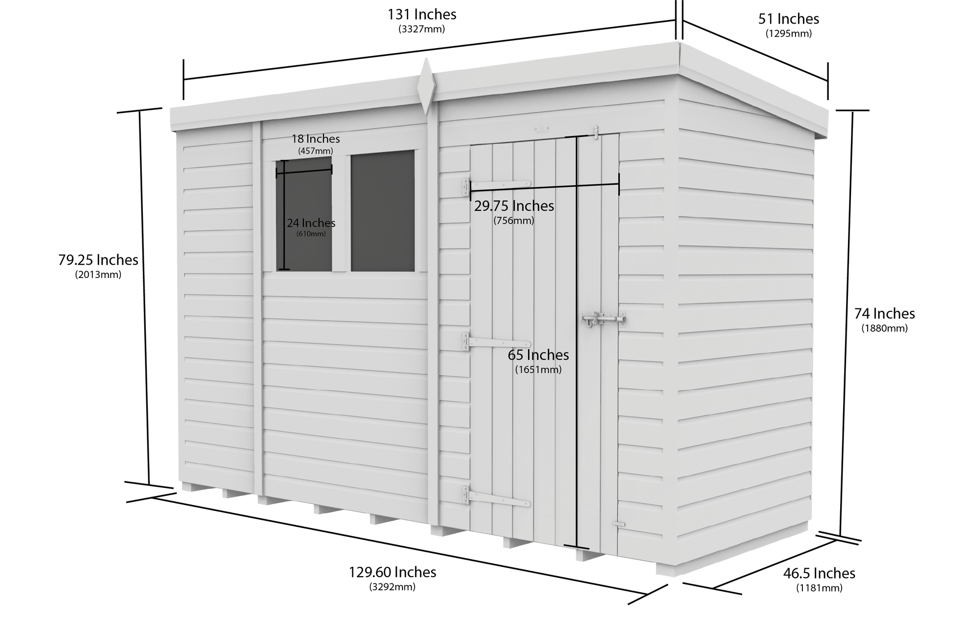 11 x 4 Security Pent Shed - view 3
