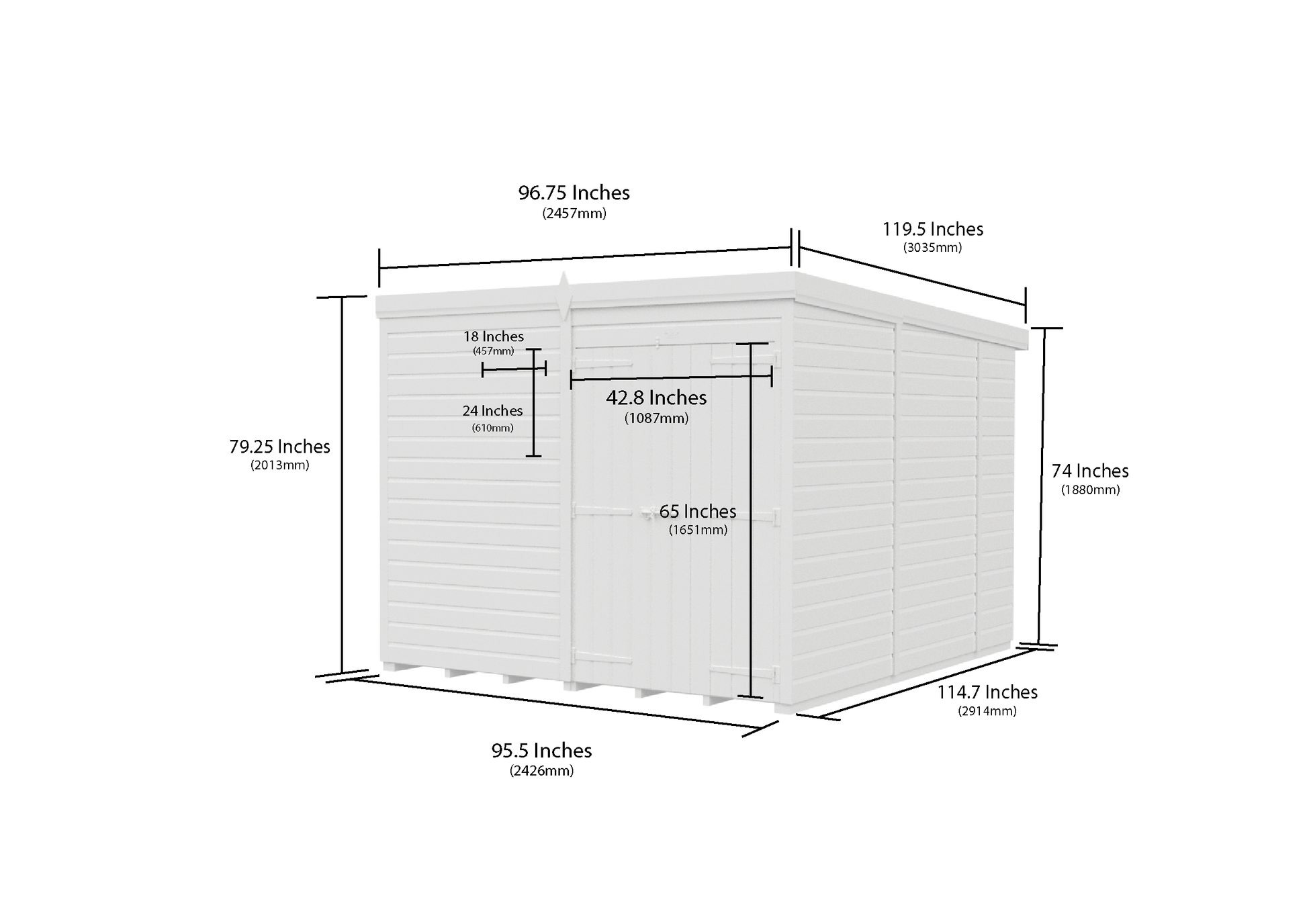 7 x 10 Pent Shed (Double Door, No Windows) - view 6