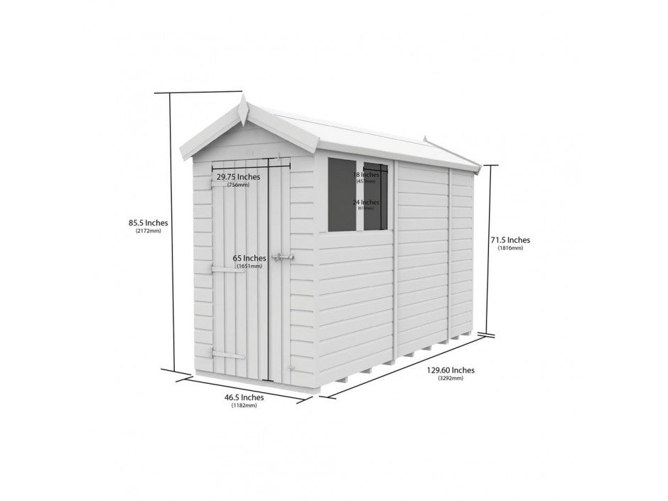 4 x 11 Apex Shed (Single Door, No Windows) - view 3