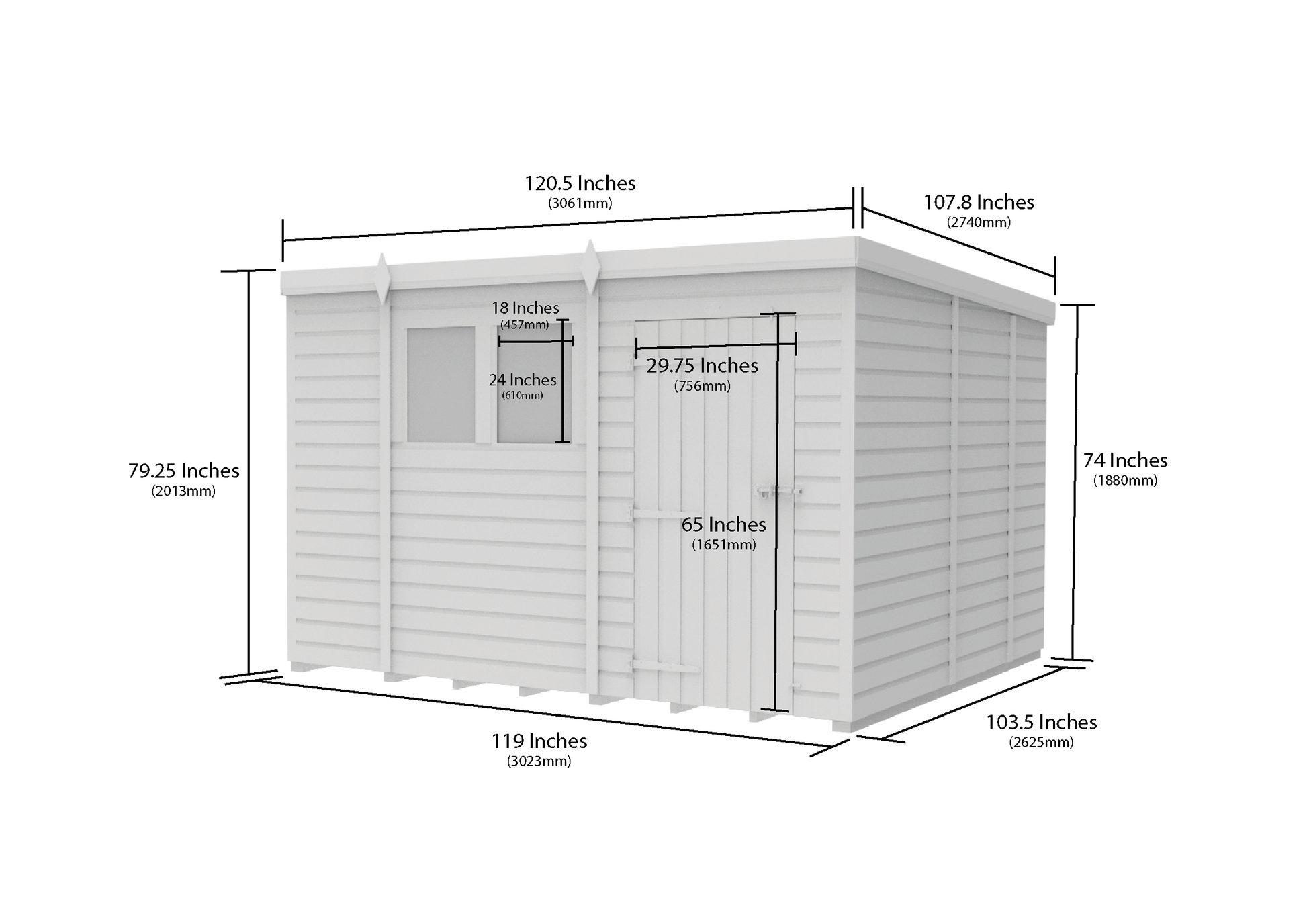10 x 9 Pent Shed (Single Door, With Windows) - view 4