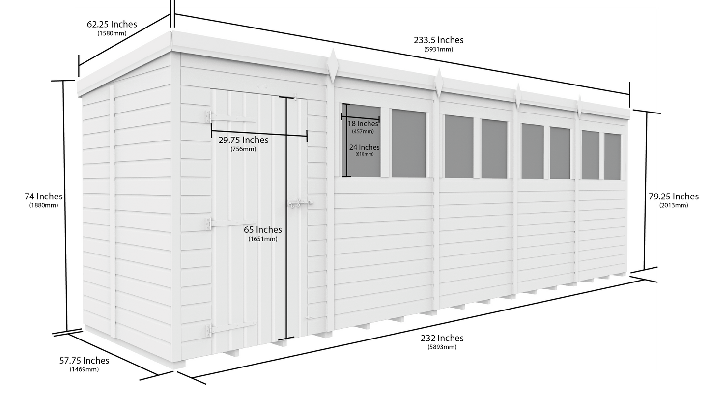 20 x 5 Security Pent Shed - view 3