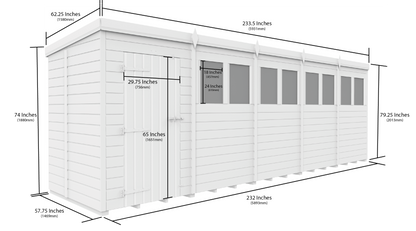 20 x 5 Security Pent Shed - view 3