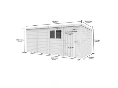 16 x 8 Pent Shed (Double Door, No Windows) - view 5