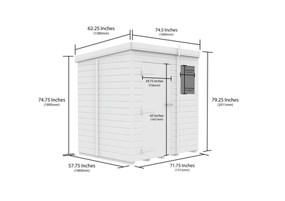 6 x 5 Pent Shed (Single Door, No Windows) - view 3