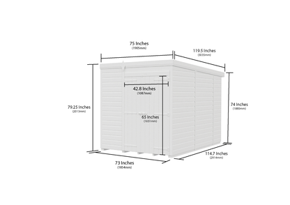 6 x 10 Pent Shed (Double Door, No Windows) - view 6
