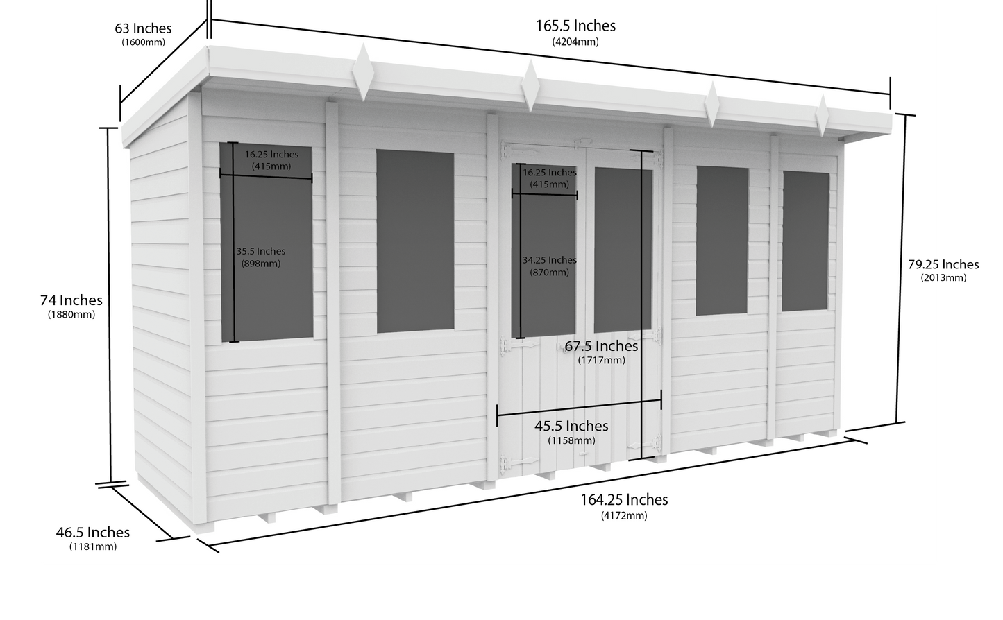 14 x 4 Pent Summer House - view 5