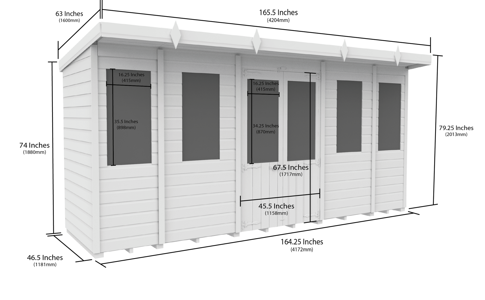 14 x 4 Pent Summer House - view 5