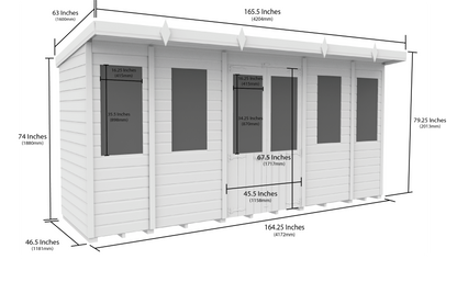 14 x 4 Pent Summer House - view 5
