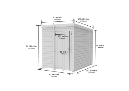 5 x 9 Pent Shed (Single Door, With Windows) - view 6