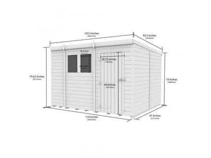 10 x 8 Pent Shed (Double Door, No Windows) - Pent Shed