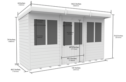 12 x 4 Pent Summer House - view 5