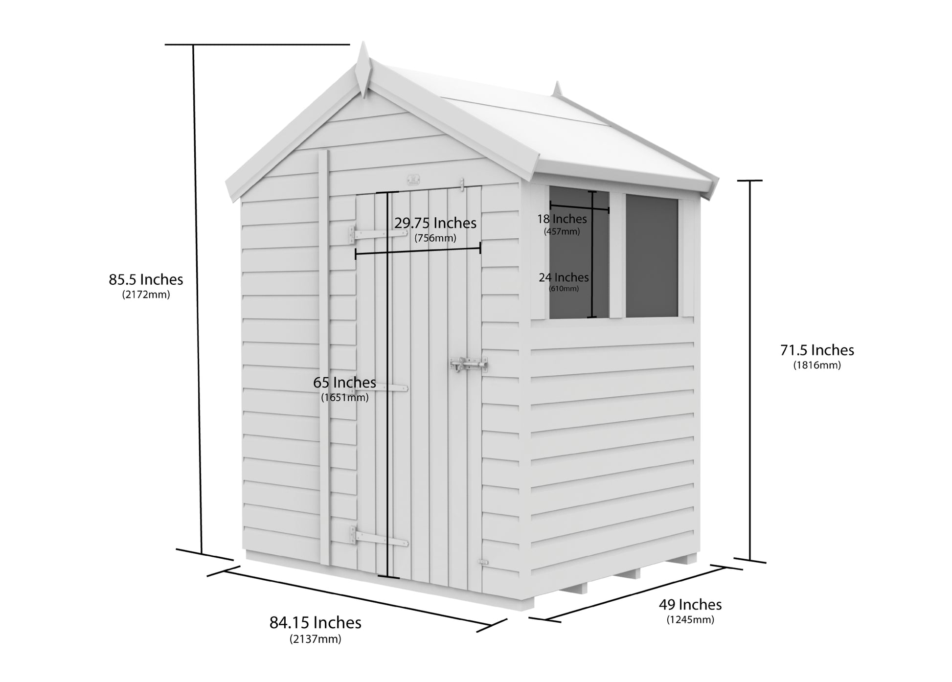 7 x 4 Apex Shed (Single Door, No Windows) - view 6