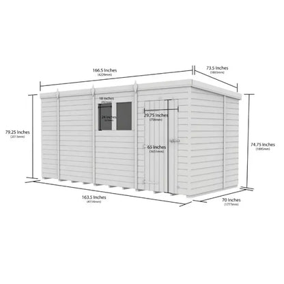 14 x 6 Pent Shed (Double Door, No Windows) - view 3
