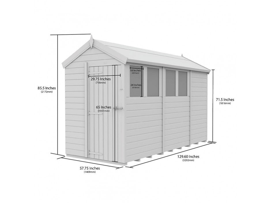 5 x 11 Apex Shed (Single Door, With Windows) - view 4
