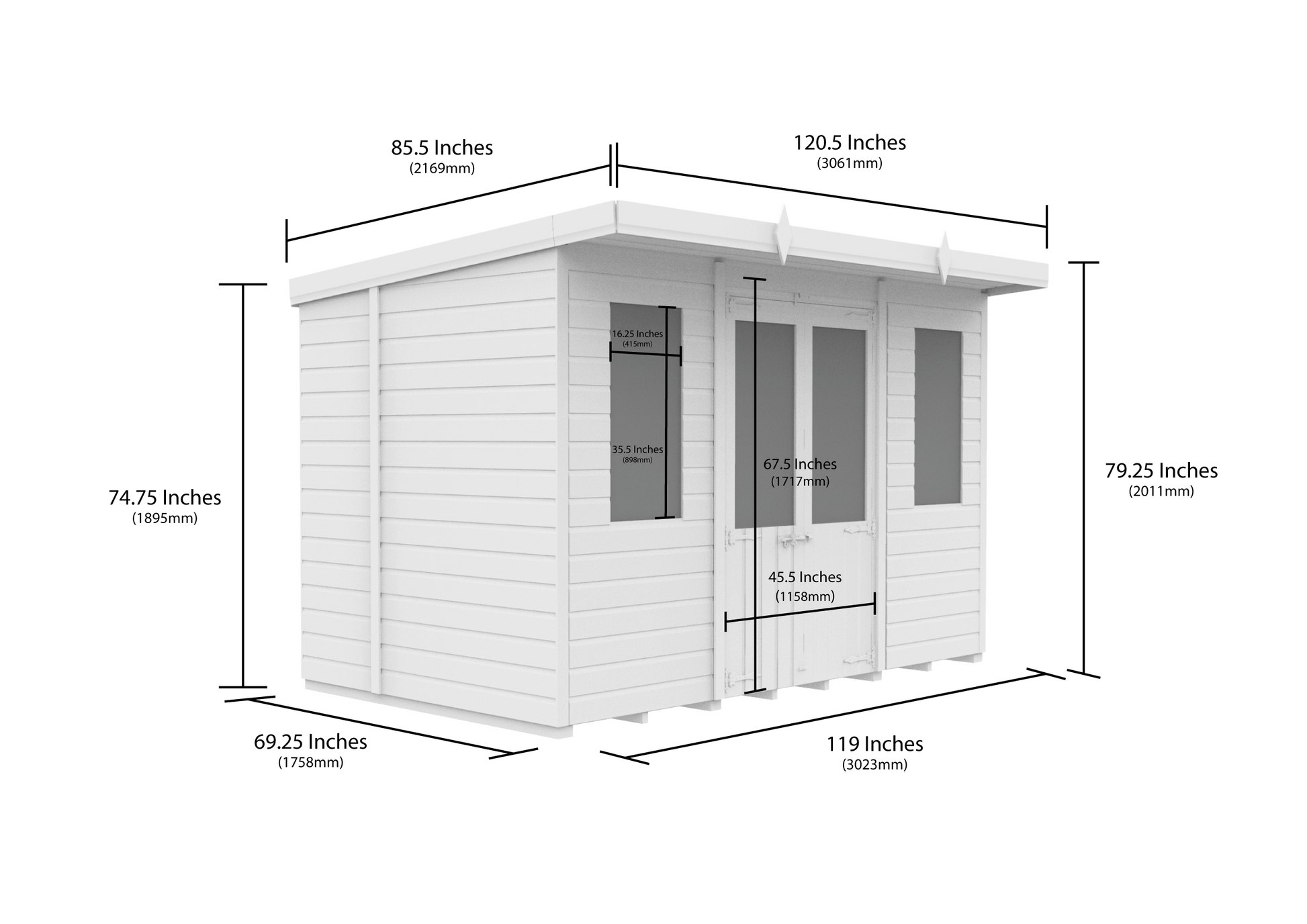 10 x 6 Pent Summer House - view 3