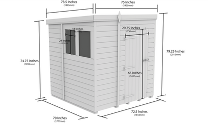 6 x 6 Pent Shed (Double Door, No Windows) - view 3