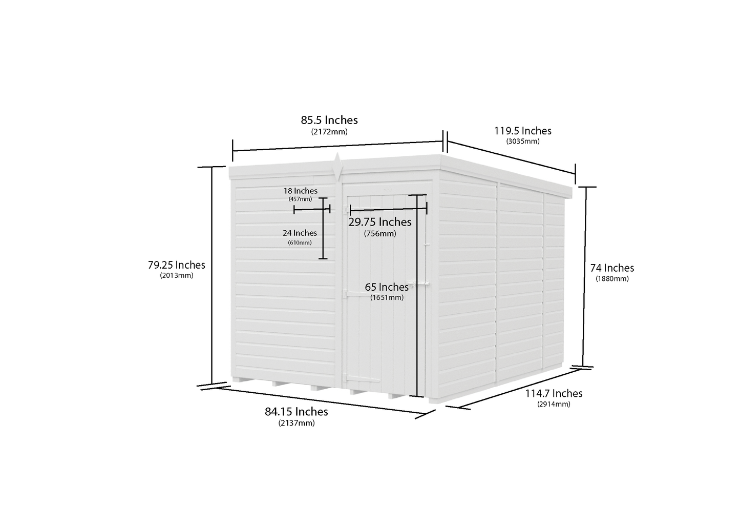 7 x 10 Pent Shed (Single Door, No Windows) - view 6