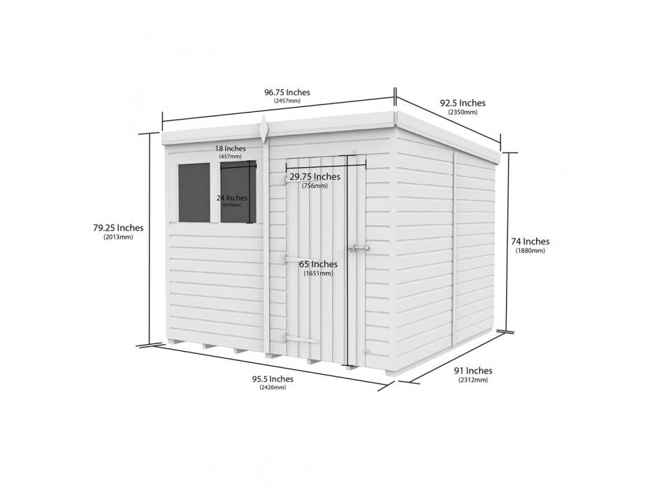 8 x 8 Pent Shed (Double Door, No Windows) - view 4