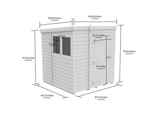 7 x 7 Pent Shed (Single Door, With Windows) - view 2