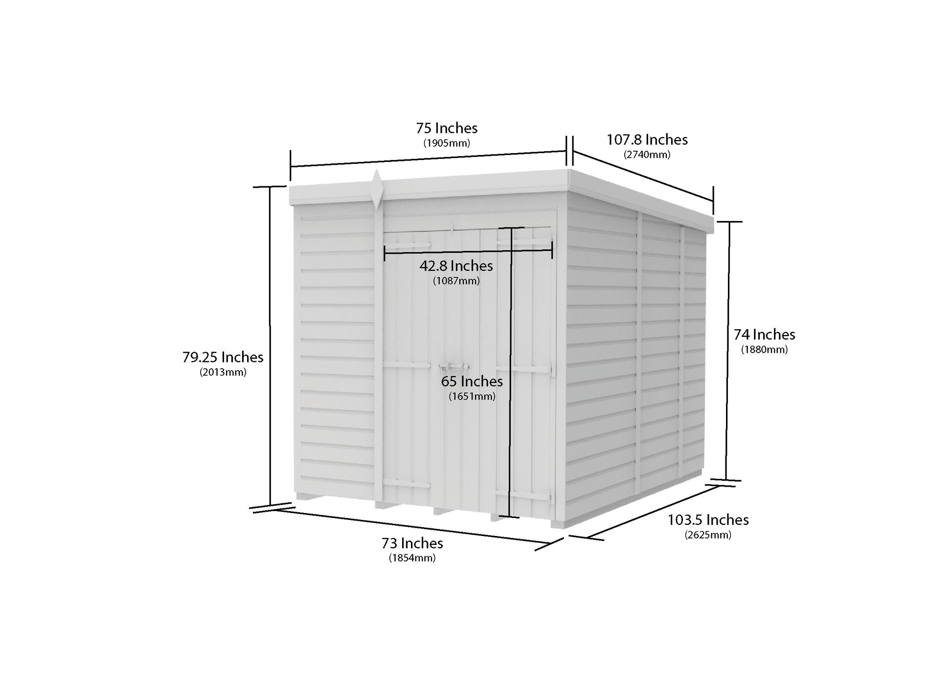 6 x 9 Pent Shed (Double Door, With Windows) - view 6