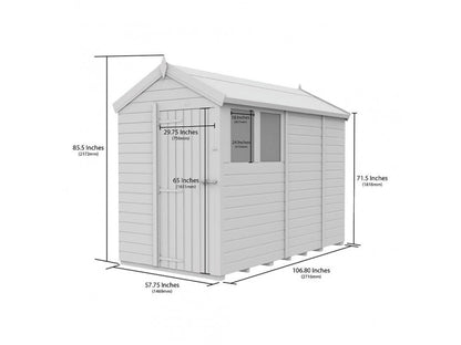 5 x 9 Apex Shed (Single Door, No Windows) - view 3