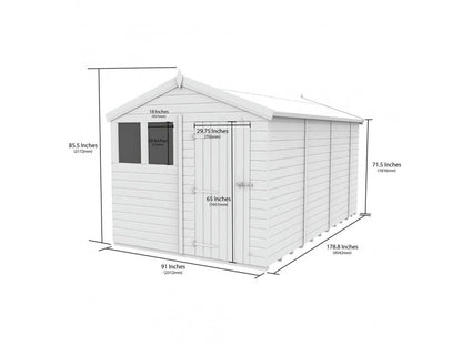 8 x 15 Apex Shed (Single Door, With Windows) - view 4