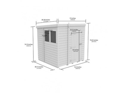 6 x 7 Pent Shed (Single Door, No Windows) - view 3
