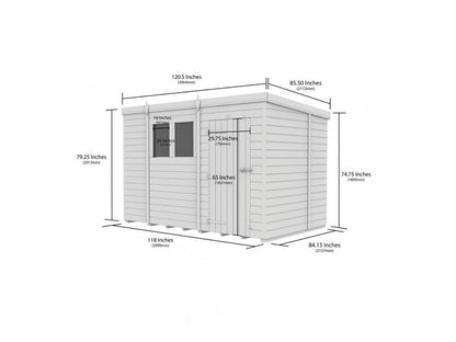 10 x 7 Pent Shed (Single Door, No Windows) - view 3