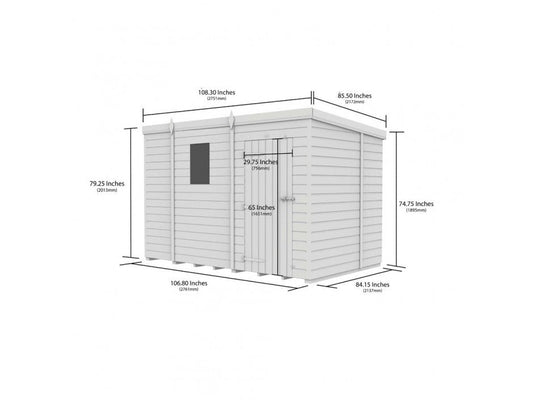 9 x 7 Pent Shed (Single Door, No Windows) - Pent Shed