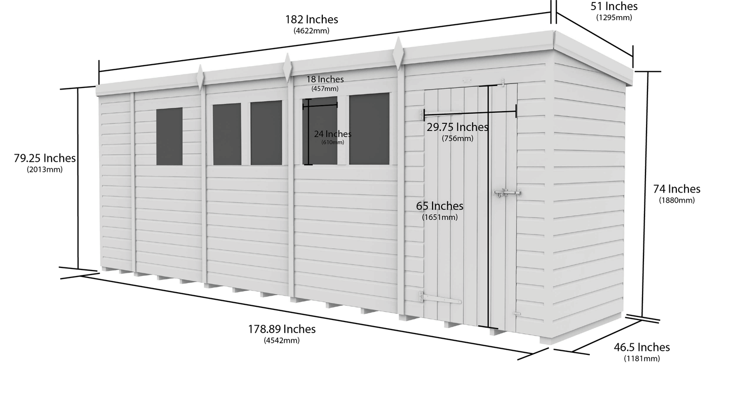 17 x 4 Security Pent Shed - view 3