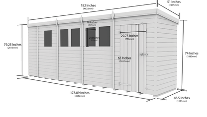 17 x 4 Security Pent Shed - view 3